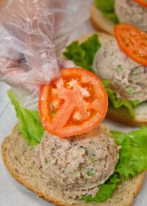 Tuna fish sandwiches for the National School Lunch Program at Washington-Lee High School in Arlington, Virginia, on Wednesday, October 19, 2