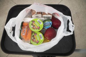 Some of the contents for the cold meal bags for the U.S. Department of Agriculture (USDA) Food and Nutrition Service (FNS) National School L